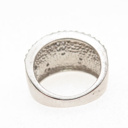 925 Sterling Silver Enamel Round-Cut C Z Modernist Ring Size 7