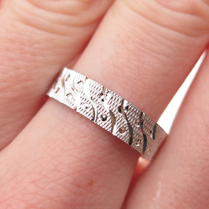 AMRY 925 Sterling Silver Vintage Textured Band Ring Size 8