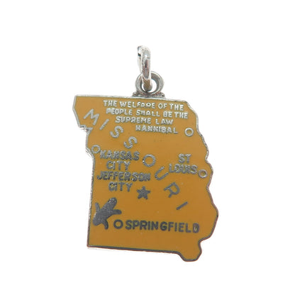 WELLS 925 Sterling Silver Vintage Enamel Missouri State Map Charm Pendant