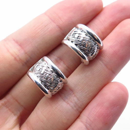 925 Sterling Silver Vintage Wicker Hoop Pendant