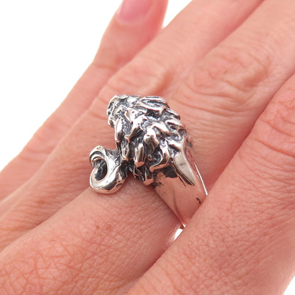 925 Sterling Silver Vintage Lion Oxidized Ring Size 6.5