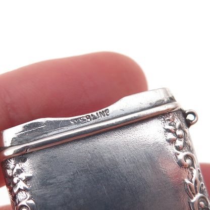 925 Sterling Silver Antique Art Deco Engraved Monogram Vesta Match Case