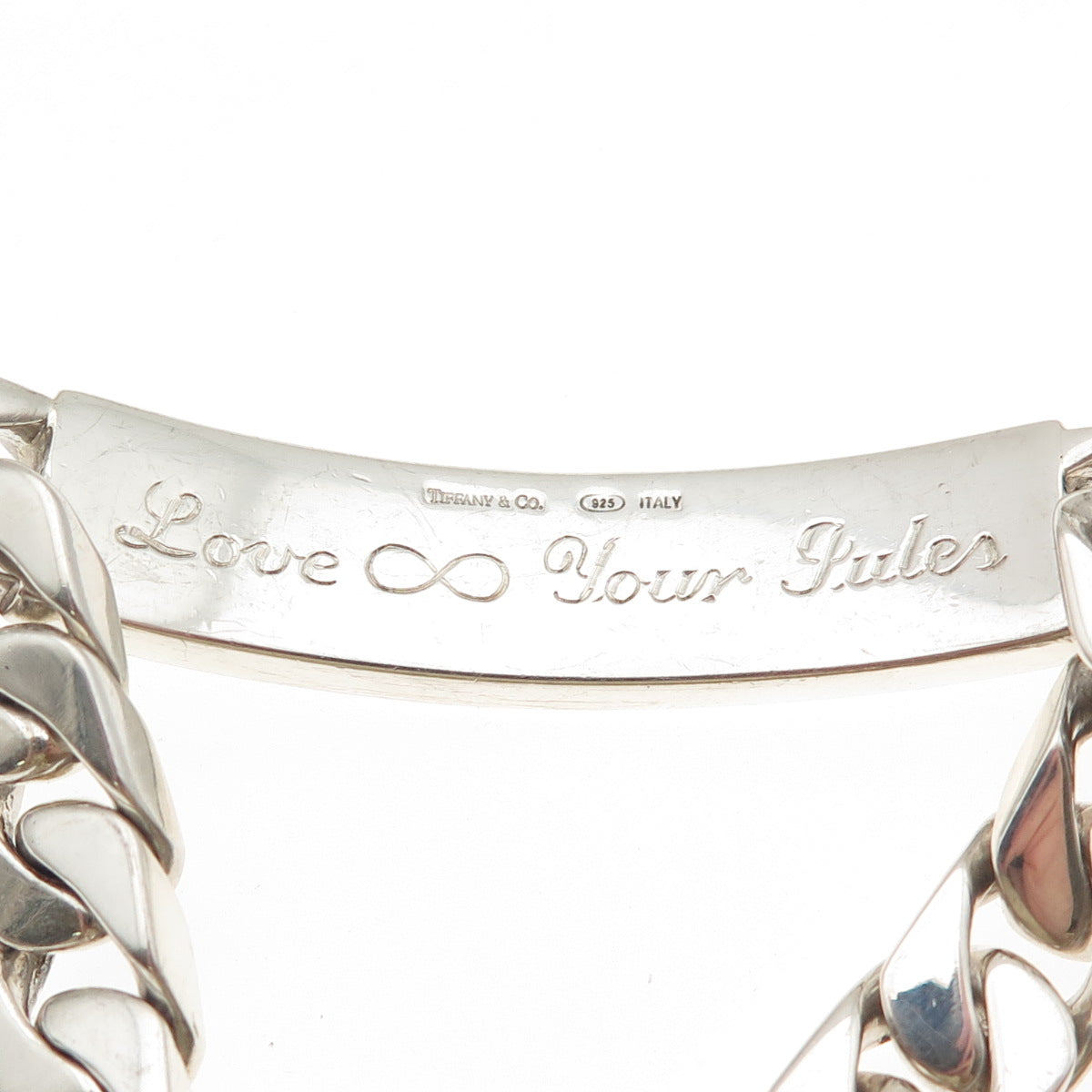 TIFFANY & CO. 925 Sterling Silver Vintage Engraved ID Bracelet 7.5"