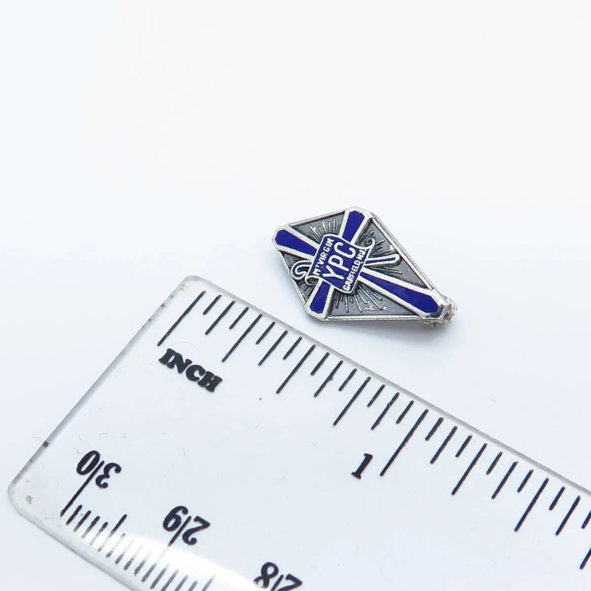 925 Sterling Silver Vintage Enamel YPC Garfield NJ Cross Pin