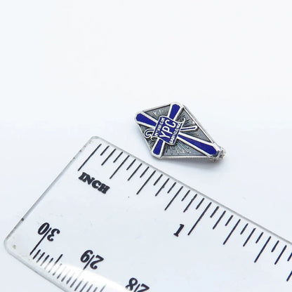 925 Sterling Silver Vintage Enamel YPC Garfield NJ Cross Pin