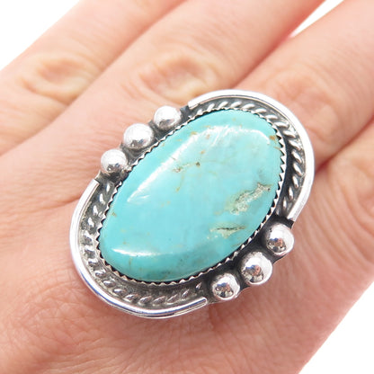 Erwin Tobler Navajo Old Pawn 925 Sterling Silver Vintage Turquoise Ring Size 11