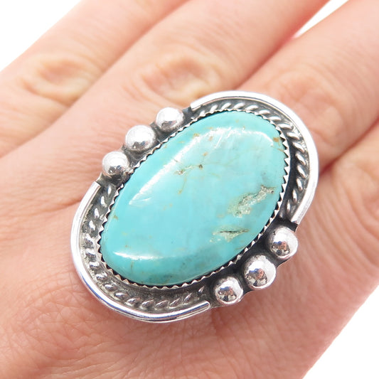 Erwin Tobler Navajo Old Pawn 925 Sterling Silver Vintage Turquoise Ring Size 11