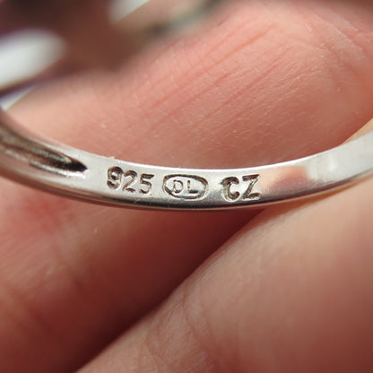 925 Sterling Silver Radiant-Cut Pink & White C Z Ring Size 7.75