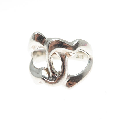925 Sterling Silver Vintage Modernist Interlocked Ring Size 8.25