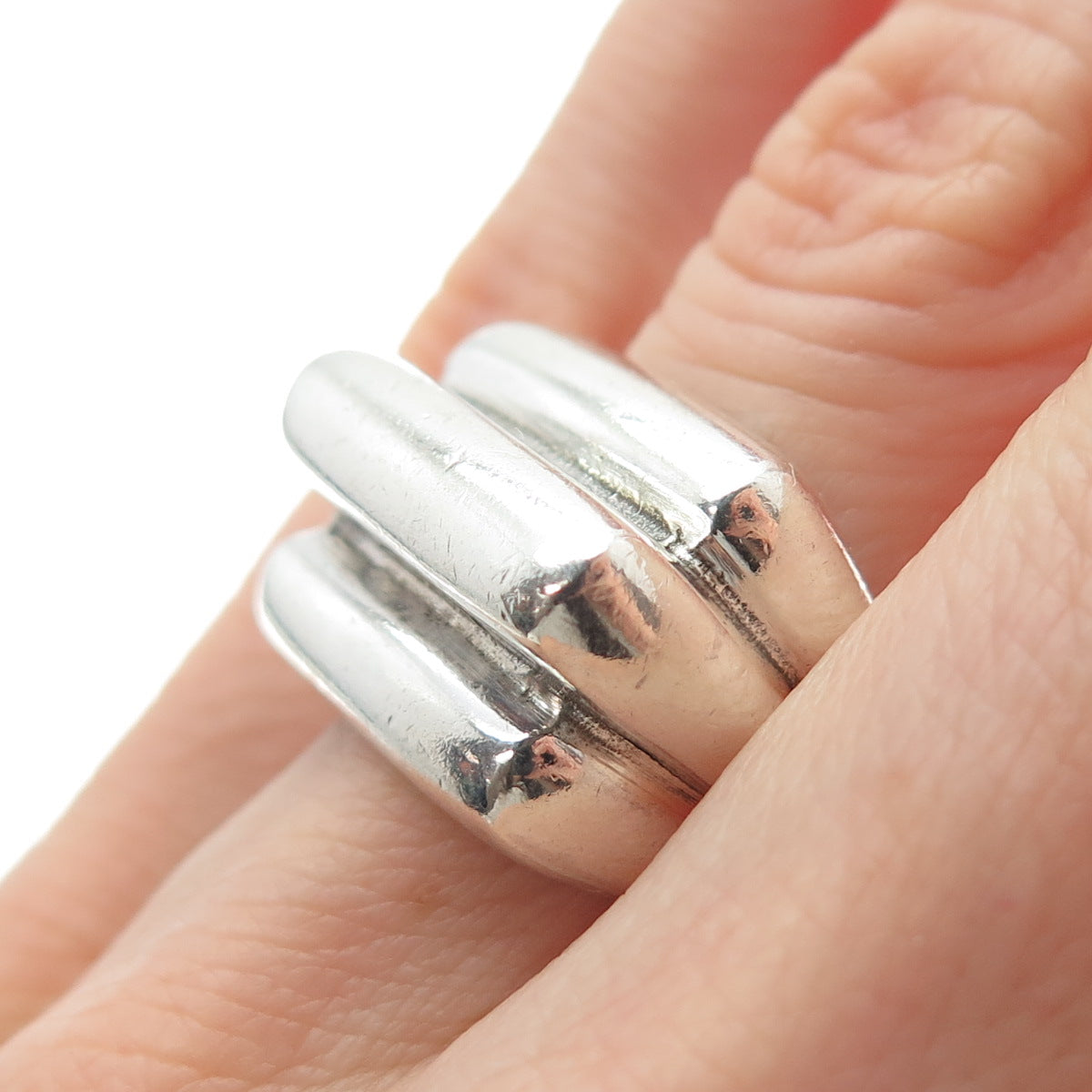NAPIER 925 Sterling Silver Vintage Modernist Ribbed Adjustable Ring Size 5.5
