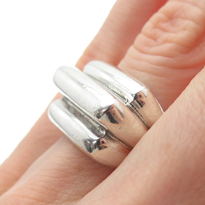 NAPIER 925 Sterling Silver Vintage Modernist Ribbed Adjustable Ring Size 5.5