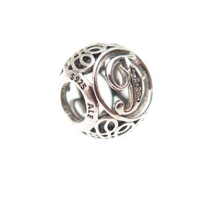 Pandora 925 Sterling Silver C Z Letter F Initial Slide Bead Charm