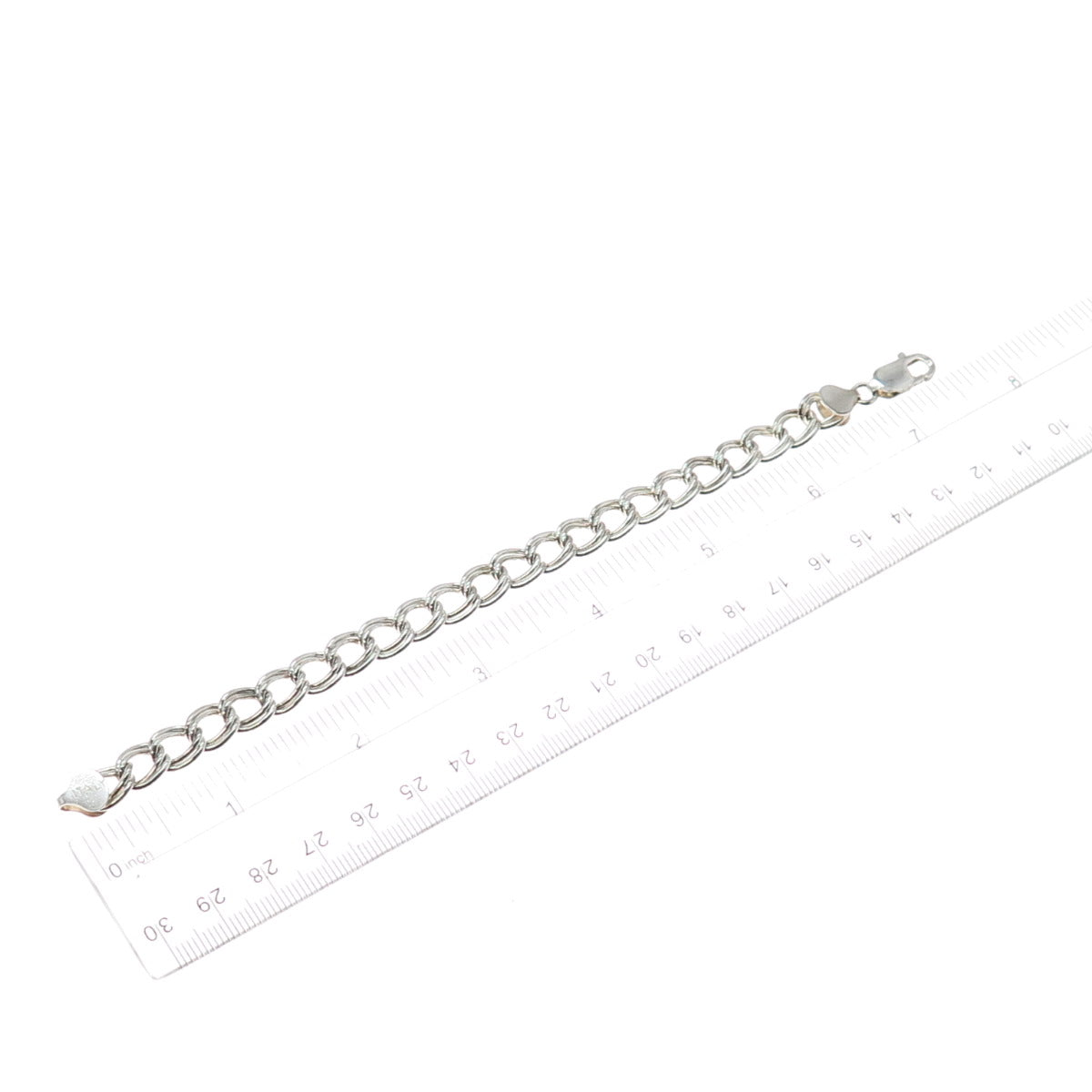 925 Sterling Silver Vintage Italy Double Curb Link Bracelet 7"