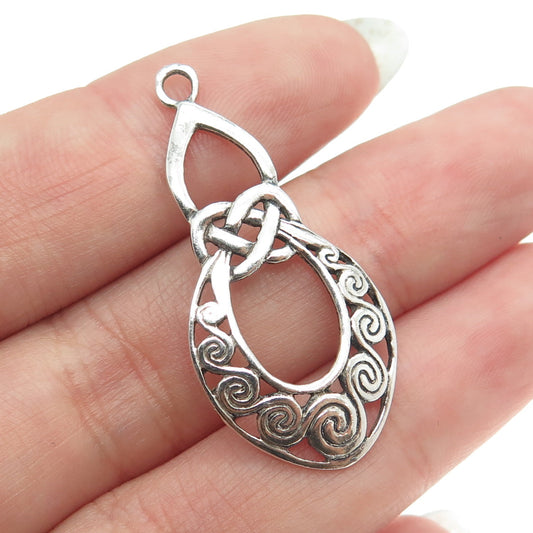 925 Sterling Silver Vintage Celtic Love Knot Spiral Pendant