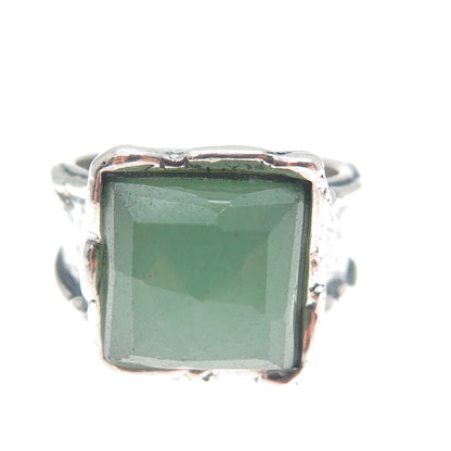 TAMIR ZUMAN 925 Sterling Silver Vintage Real Aventurine Modernist Ring Size 8.5