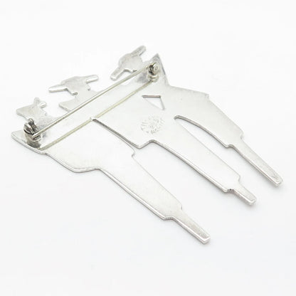 925 Sterling Silver Vintage Mexico Woman & Mans Silhouette Pin Brooch