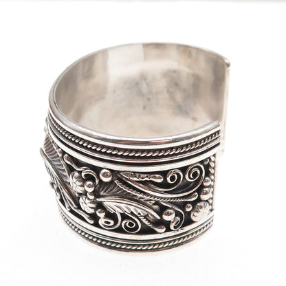 Jeanette Dale Navajo Old Pawn Sterling Vintage Floral Adjustable Bracelet 6.75"