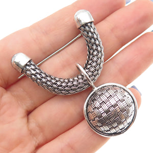 SUARTI BALI 925 Sterling Silver Vintage Modernist Braided Oxidized Pin Brooch