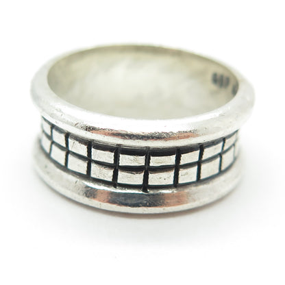 925 Sterling Silver Vintage Mexico Cuban Cigar Oxidized Ring Size 9.5