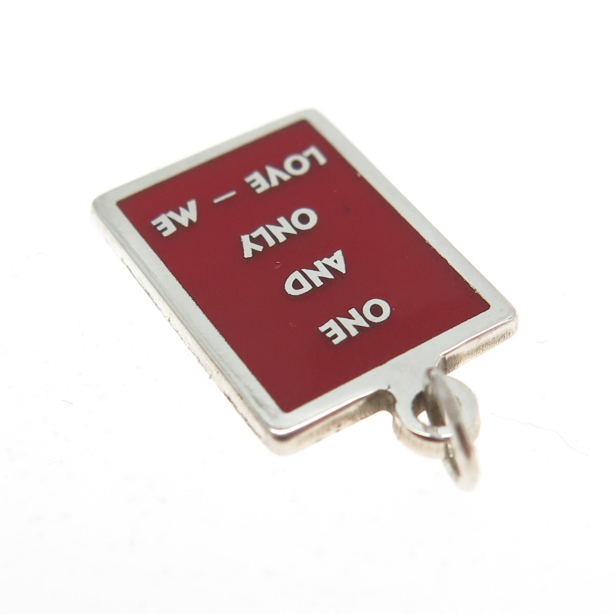 925 Sterling Silver Red Enamel "One & Only Love - Me" Minimalist Charm Pendant