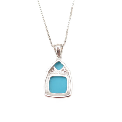 925 Sterling Silver Real Sleeping Beauty Turquoise Box Chain Necklace 18-20"
