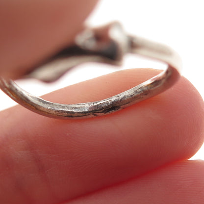 925 Sterling Silver Vintage Fighter Oxidized Adjustable Ring Size 7.25