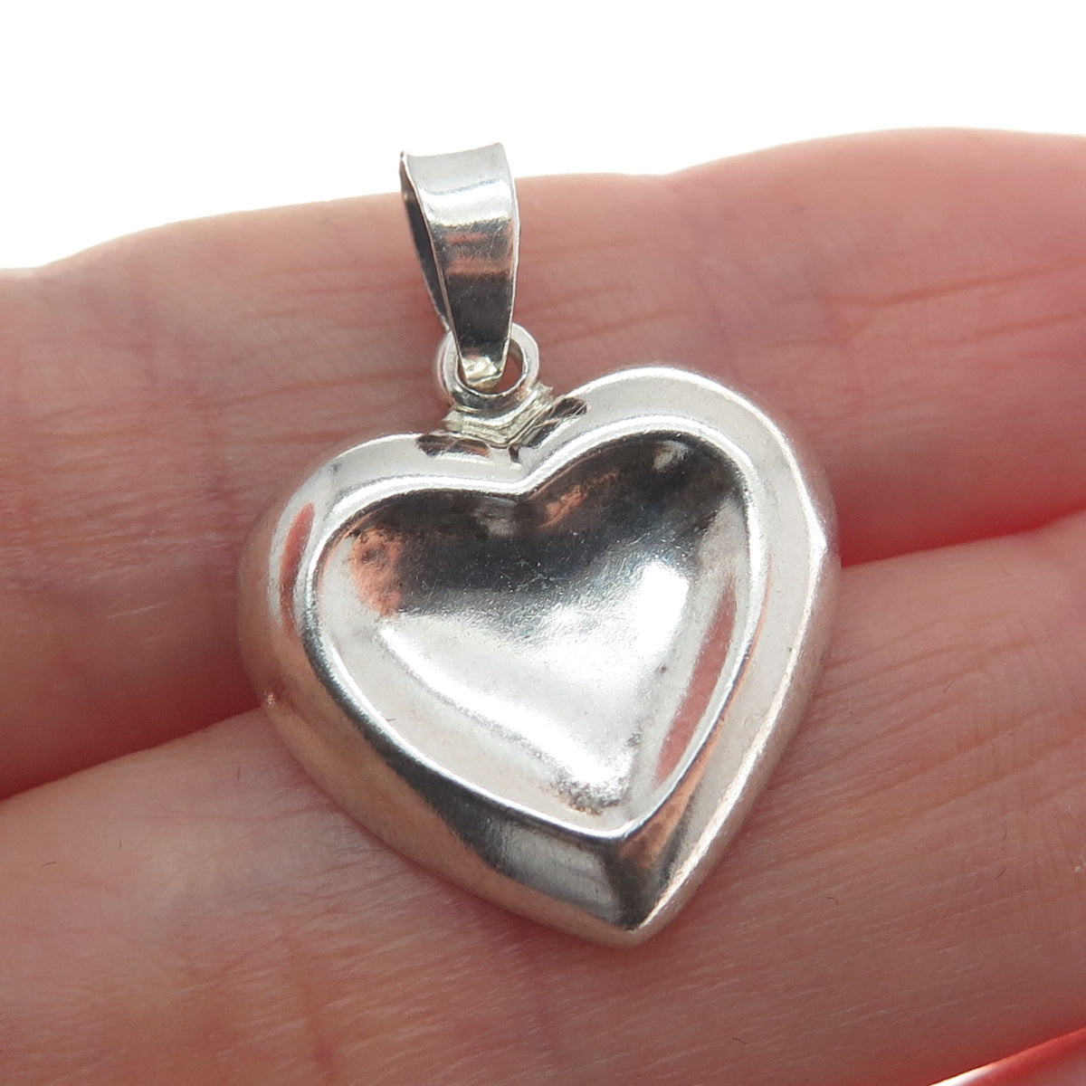 925 Sterling Silver Vintage Modernist Heart Minimalist Charm Pendant