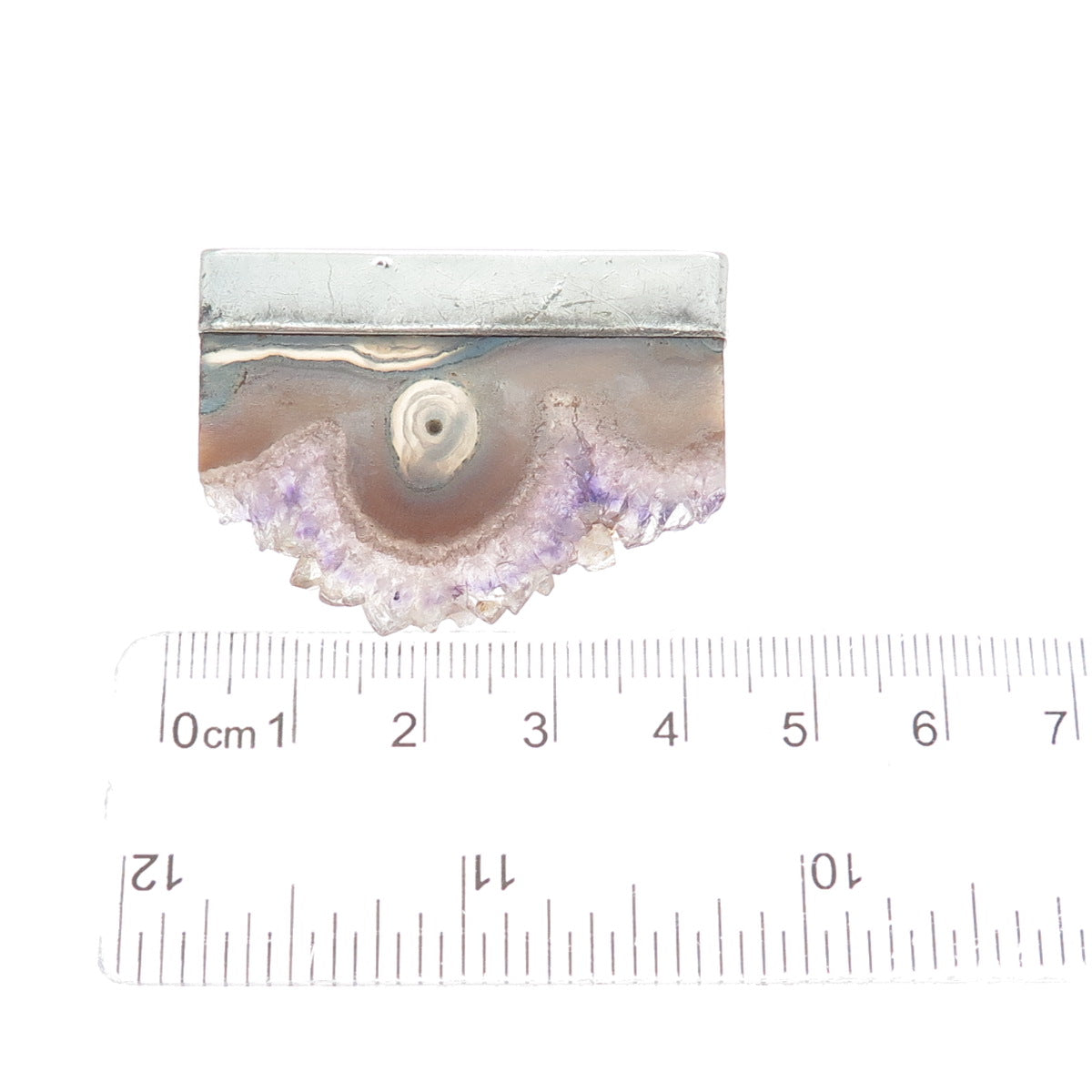 KRIS PERRY Sterling Silver Vintage 1988 Real Agate & Ametrine Modernist Brooch