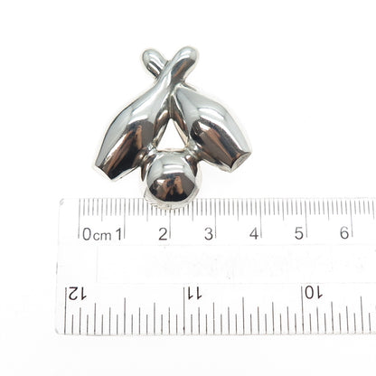 BEAU 925 Sterling Silver Vintage Bowling Club Oxidized Pin Brooch