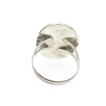 Old Pawn Sterling Vintage Southwestern Lone Mountain Turquoise Ring Size 9.75