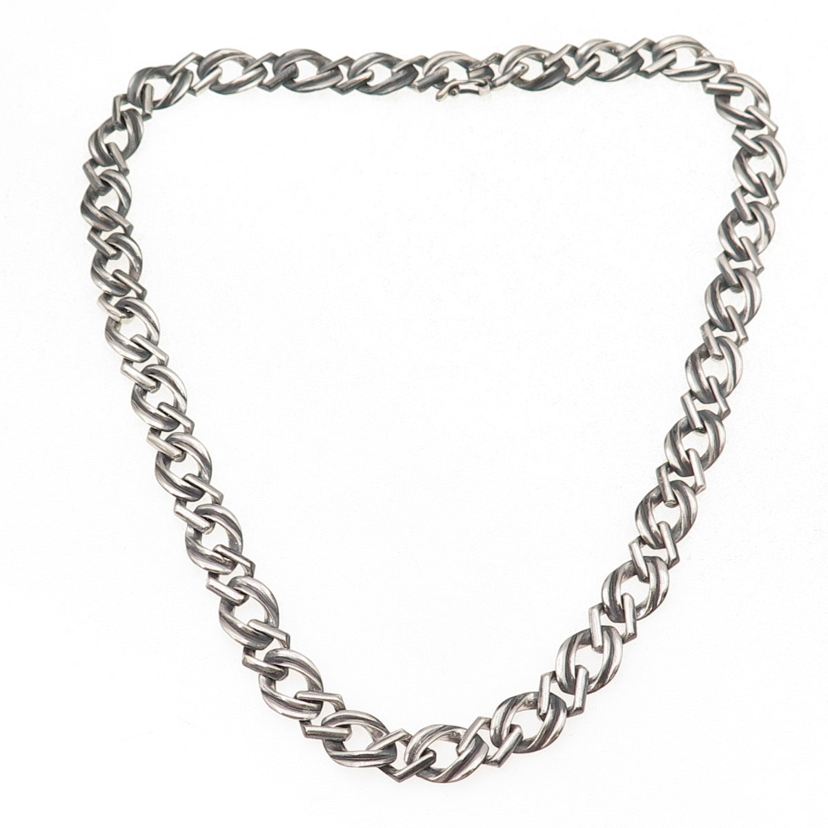 925 Sterling Silver Vintage Italy Diamond-Cable Chain Necklace 16"