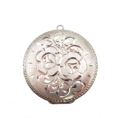 925 Sterling Silver Vintage 1977 LW Birmingham Engraved Floral Locket Pendant