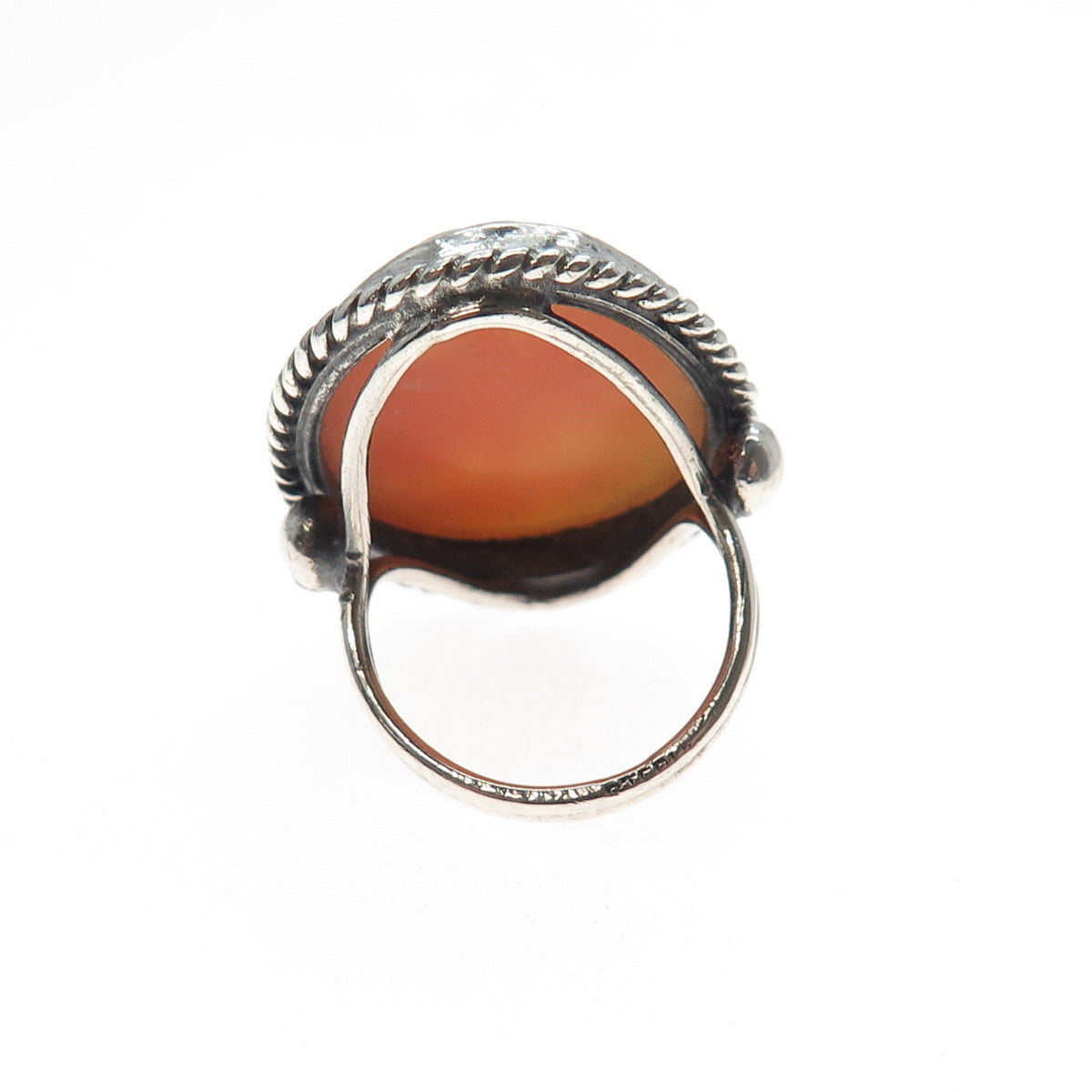 925 Sterling Silver Antique Art Deco Real MOP Caved Ladies Cameo Ring Size 4.5