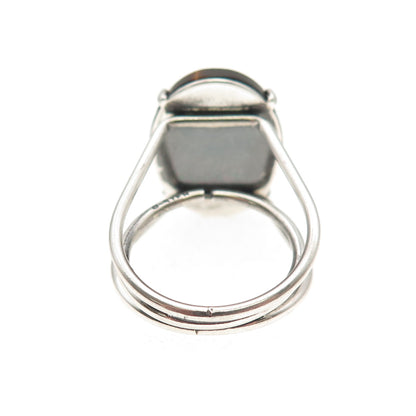 Beau Sterling Silver Vintage Real Tiger Eye Modernist Adjustable Ring Size 7.75