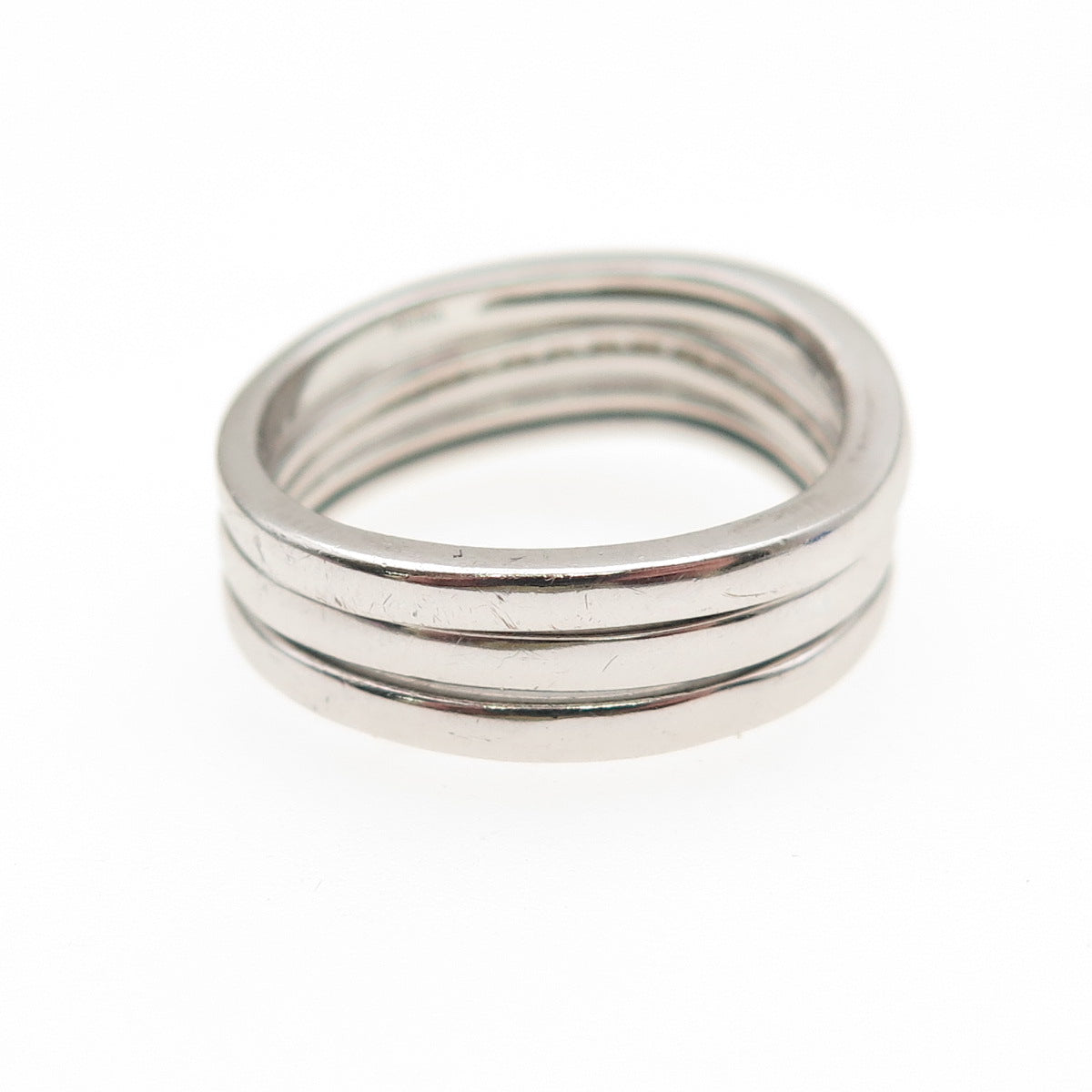 925 Sterling Silver Real White Topaz SET of 3 Stackable Wavy Band Rings Size 7