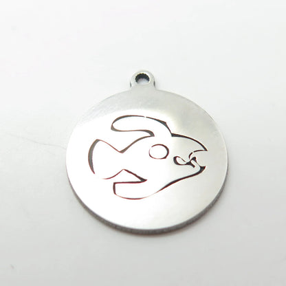925 Sterling Silver USA Two In Town Piranha Fish Charm Pendant