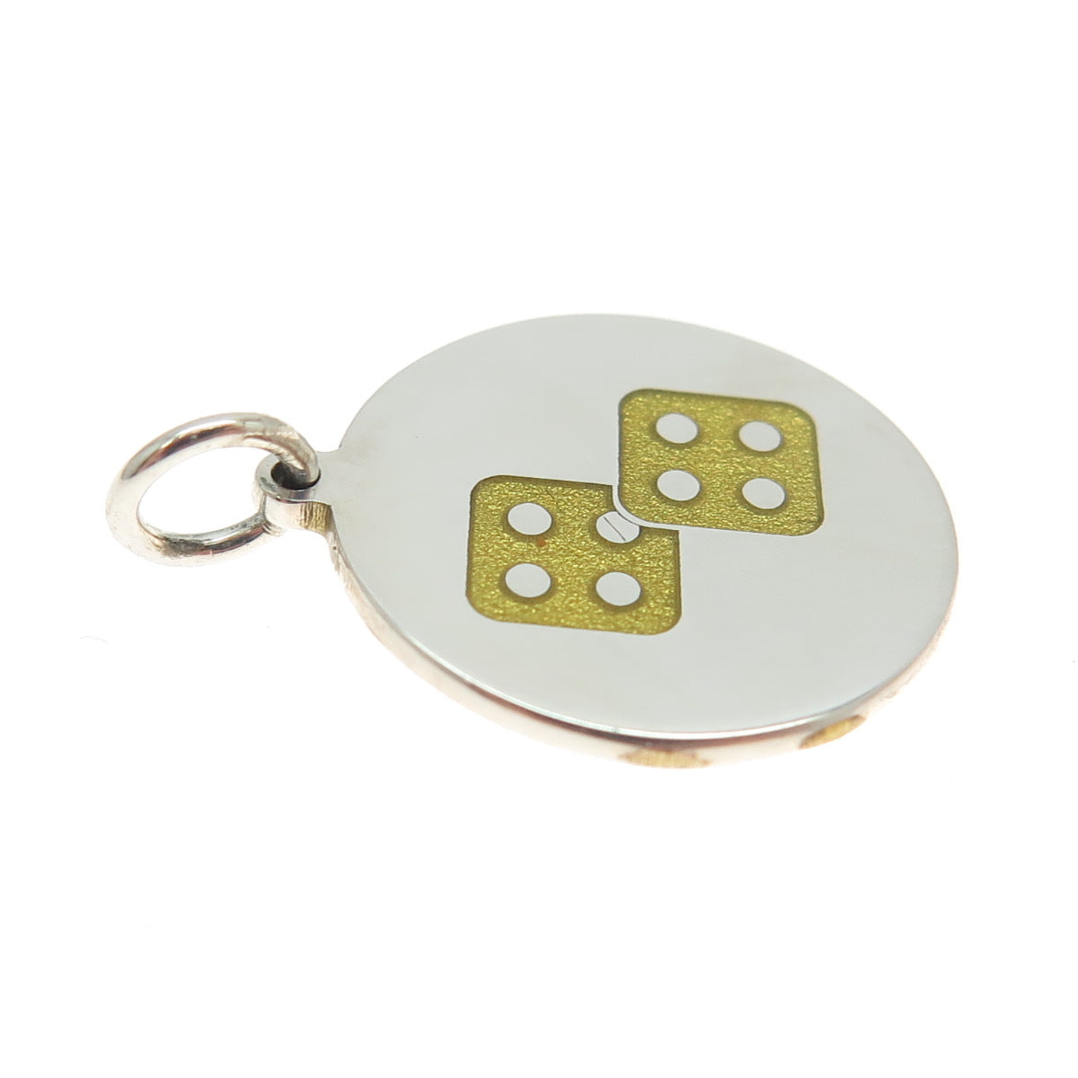 925 Sterling Silver Yellow Enamel Dice for Good Luck Charm Pendant