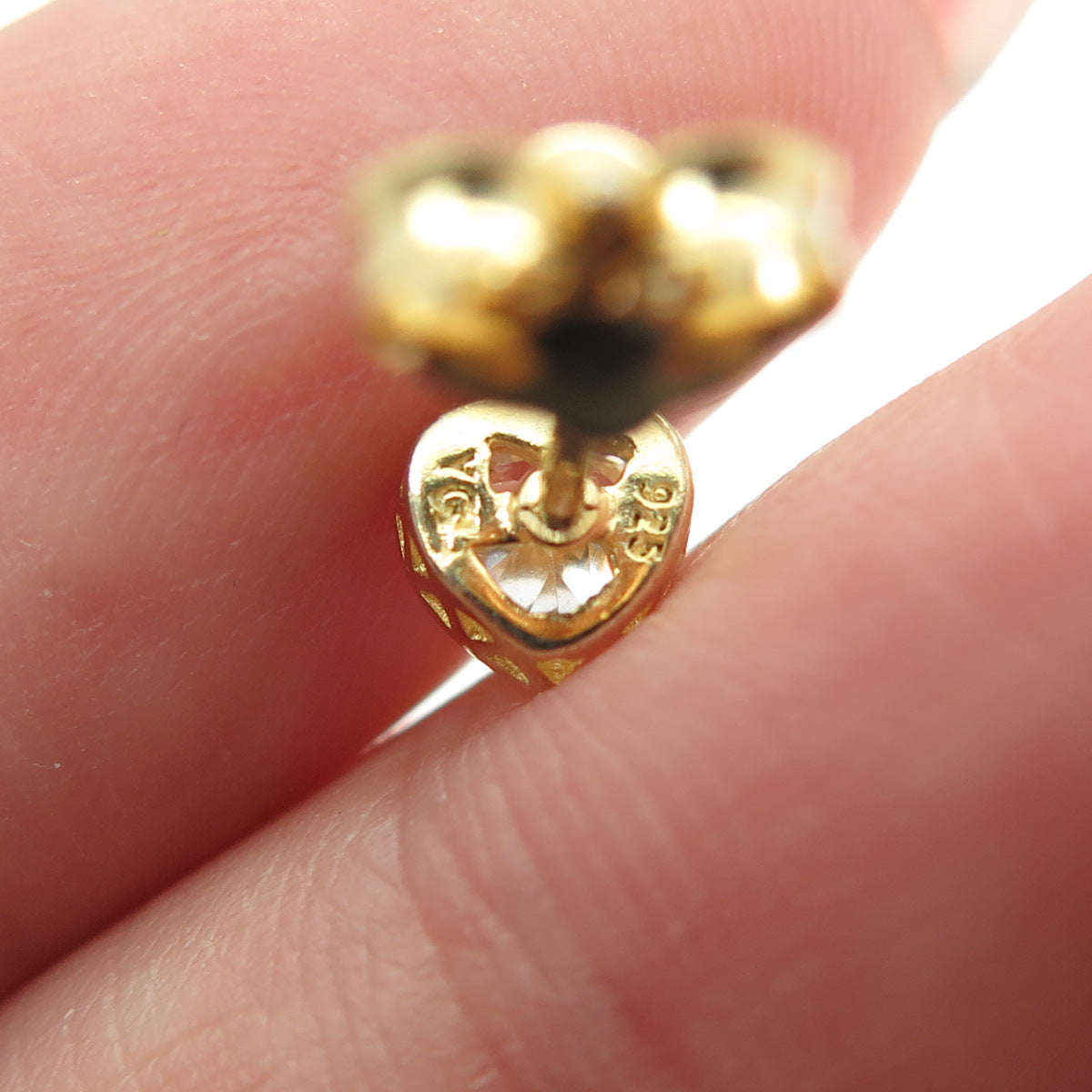 925 Sterling Silver Gold Plated Heart-Cut C Z Stud Earrings