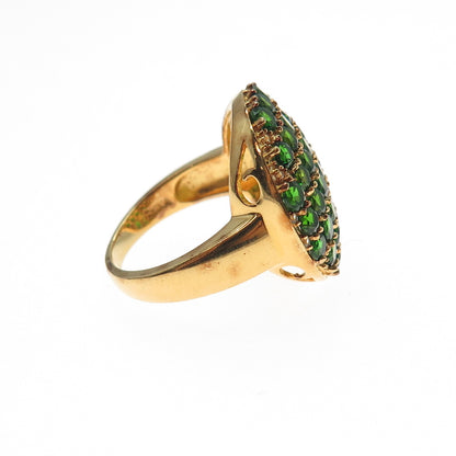 HAROLD TRUJILLO 925 Sterling Gold Plated Vintage Chrome Diopside Ring Size 7.25