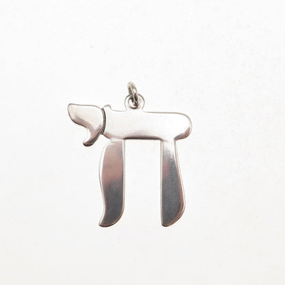 Elco 925 Sterling Silver Vintage Chai Judaica Charm Pendant