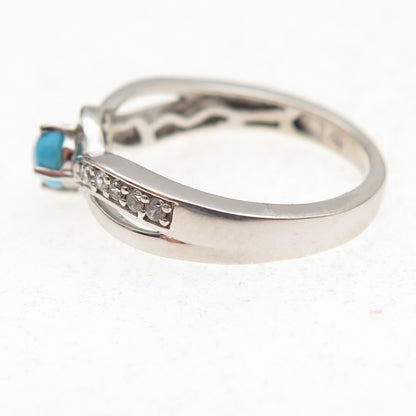 Chuck Clemency 925 Sterling Silver Real Turquoise & White Topaz Ring Size 8