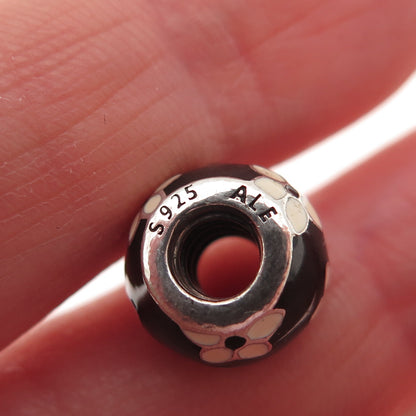 PANDORA 925 Sterling Silver Enamel Mystic Flower Slide Bead Charm