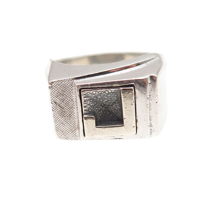 Vargas 925 Sterling Silver Antique Art Deco Letter J Initial Ring Size 5.5