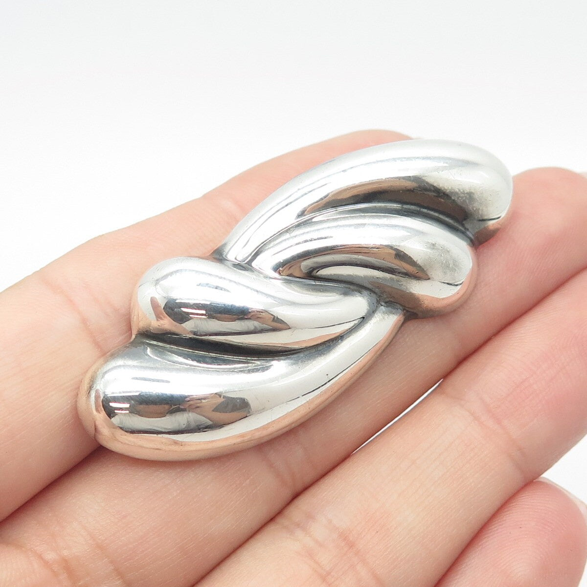 925 Sterling Silver Vintage Mexico Swirl Handcrafted Pin Brooch