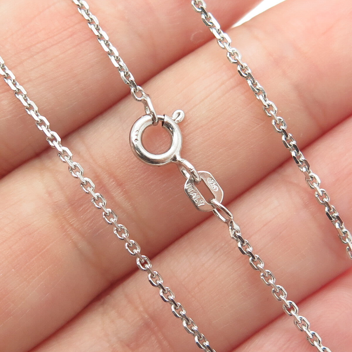 925 Sterling Silver Round-Cut C Z Horn Cable Chain Necklace 16"