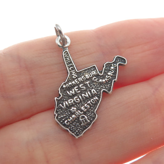 FRENCH & FRANKLIN Sterling Silver Vintage West Virginia Oxidized Mini Pendant