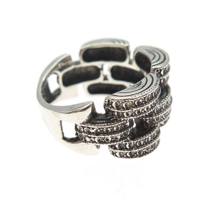 925 Sterling Silver Vintage Modernist Oxidized Ring Size 5.5