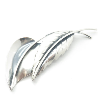 925 Sterling Silver Vintage Double-Leaf Pin Brooch