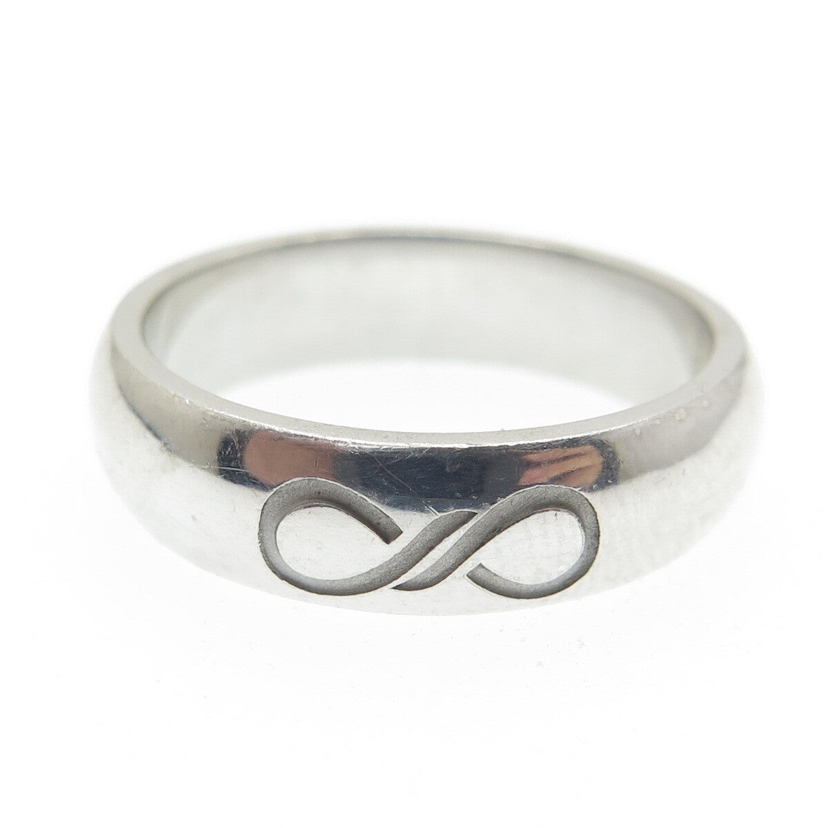 925 Sterling Silver Infinity Engraved Band Ring Size 8.75