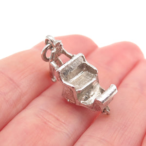 Cellini 925 Sterling Silver Vintage Rolling Strolling Chair 3D Charm Pendant